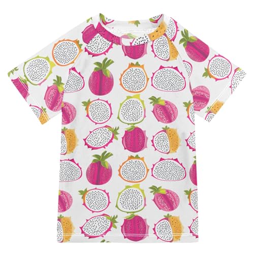 Short Sleeve Bathing Suit Girls Girls Rash Guard Swimsuit Childrens Bathing Suits 4T Cartoon Dragon Fruit Fruit