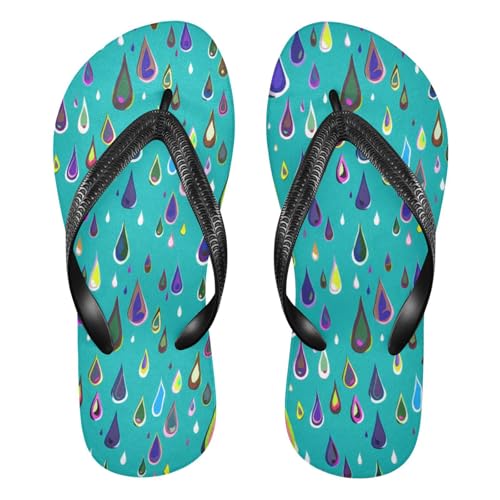STAYTOP Colorful Raindrops Flip Flops Sandals of Men's & Women's,Sandals Beach Slippers Shower Slides