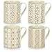COM-FOUR® 4x ceramiczny kubek do kawy - kubek o nowoczesnym designie - dzbanek na herbate i grzane wino - 200 ml na filizanke (bialy/zloty)