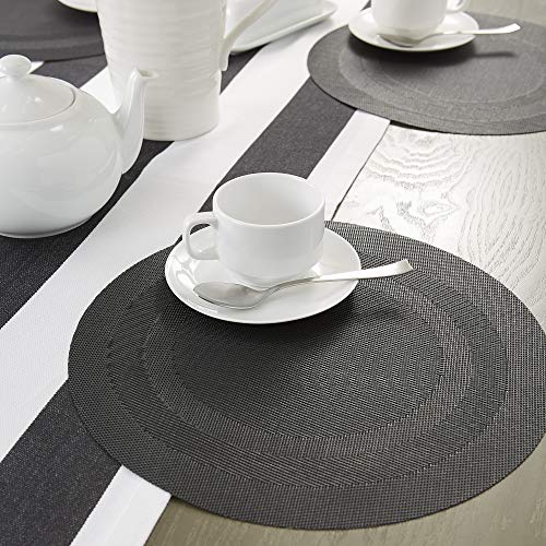 DII PVC Tabletop Collection Woven Indoor/Outdoor, Round Placemat Set, 13.75", Black, 6 Piece by DII - Image 3