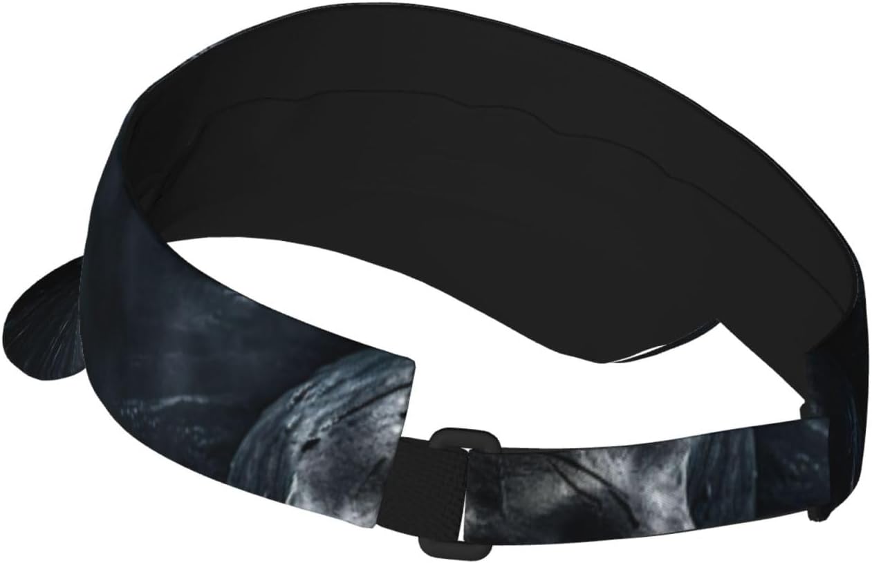 Black skull1 Print Sports Sun Visor Hats Adjustable Running Golf Tennis Sun Cap for Women Men