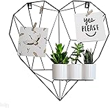 Gadgy Herzförmige Gitterrahmen Wohnzimmer Deko - Metall Memoboard und Organizer mit Zubehör – Drahtgeflecht-Felder für Fotos - Ästhetische Wand Deko im Nordischen Stil