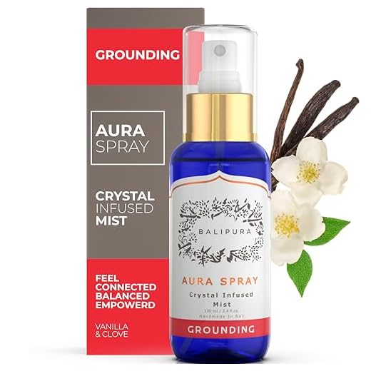 BALIPURA - "Grounding Reinigendes, Heilendes Aura Spray - Natürlich Angereicherte Aura - Kristalle Und Edelsteine - ätherische Ölmischung Aus Vanille Und Nelke - Handgefert - 100 ml