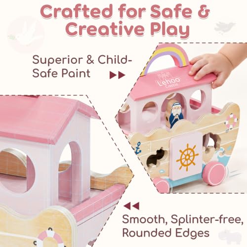 Pink Wooden Noah's Ark Toy - image 6