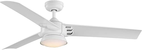 Edwige Collection - Ventilador de techo contemporáneo LED de 3 aspas con motor de CC de 52 pulgadas, color blanco