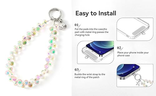 KHOLAD Crystal Phone Wrist Strap Phone Charm Chain Keychain Beaded Cellphone Lanyard with Tether Tab Hands-Free Wristlet Bracelet Wrist Grip Strap for Women 3 519PC7WDCQL. SL500
