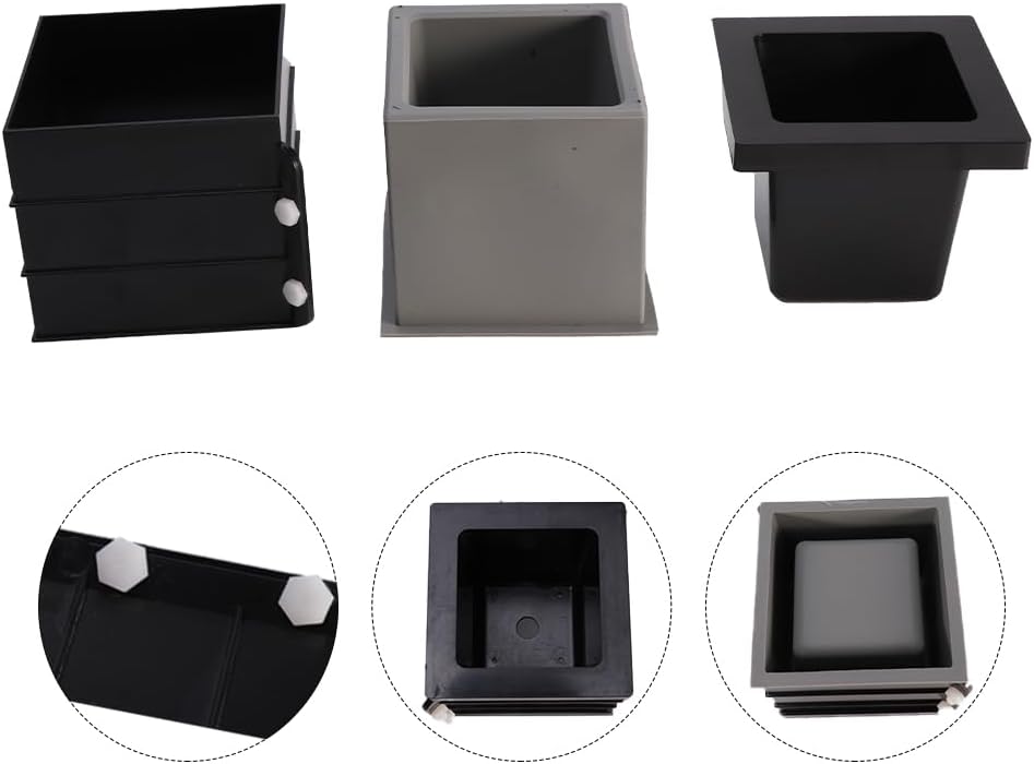 Silicone Molds for Concrete Flower Pot, 4 inch Square Planter Mold Concrete Moulds for DIY Handcraft Succulent Bonsai Flowerpots Home Office Tabletop Decorating Container (Color:Grey - Square)