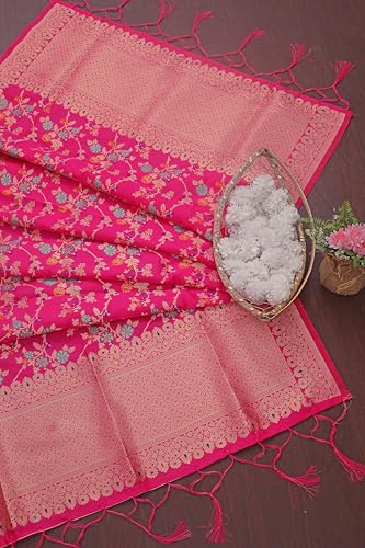 Image of DEVANGI Women's Woven Banarasi Silk Dupatta /Chunni For Women, Floral Print 1 Meter Wide and 2.3 Meter Length Printed Designer Dupatta /Chunni For Girls
