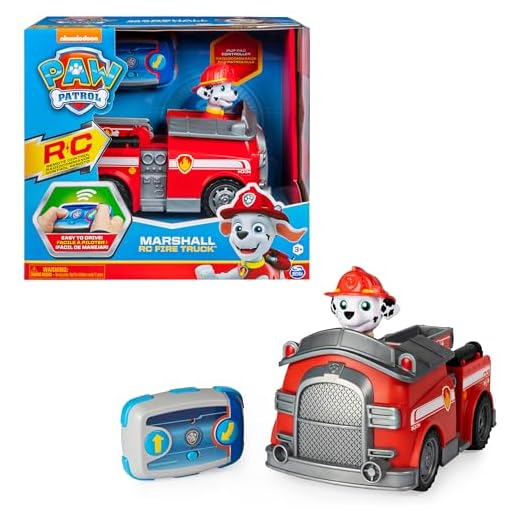 PAW Patrol 6054195 - Ferngesteuertes Feuerwehrauto mit Marshall - Figur, RC Fahrzeug in rot