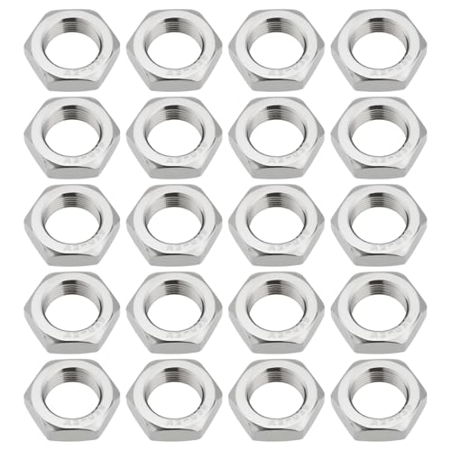 YINETTECH 20 Tuercas Hexagonales M16 X 1,0 Tuercas Planas A2 Tuercas de Acero Inoxidable de Rosca Fina Tornillos Sujetadores 7,8 Mm de Altura DIN439 para Pernos Y Tornillos