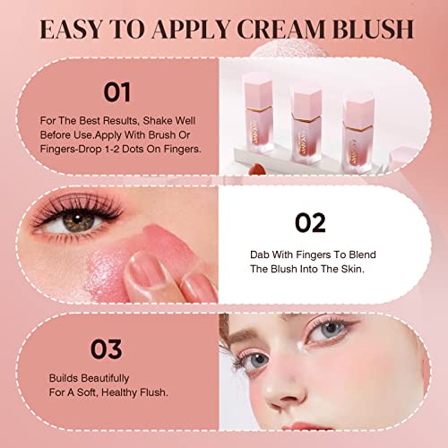 Liquid Blush Soft Cream For Cheeks Velvet Matte Stick Mini Blush Tint Waterproof Dewy Cheek Set Preppy Trending Makeup Happy Blush Powder Breathable Long-Wearing Lightweight Natural Blusher Portable #TOP2