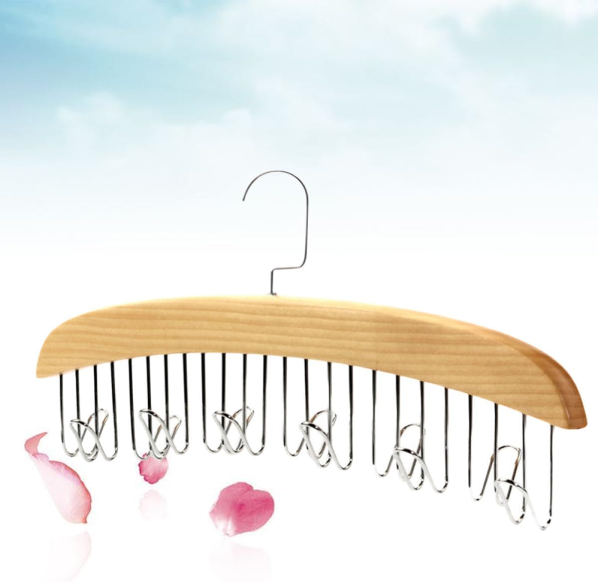 Hooks Solid Wood Tie Hanger for Scarves and Belts Storage