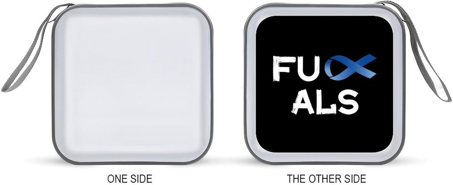Fuck ALS Awareness Ribbon CD Case Portable DVD Storage Box CD Wallet Holder Binder Organizer for Car Home