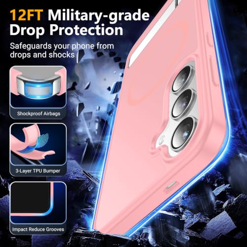 Image of SPIDERCASE Magnetic for Samsung Galaxy S24 Plus Case, [3 Stand Ways][ Military Grade Drop Protection] with Invisible Stand Shockproof Slim Case for Samsung Galaxy S24 Plus 6.7 inch, Pink