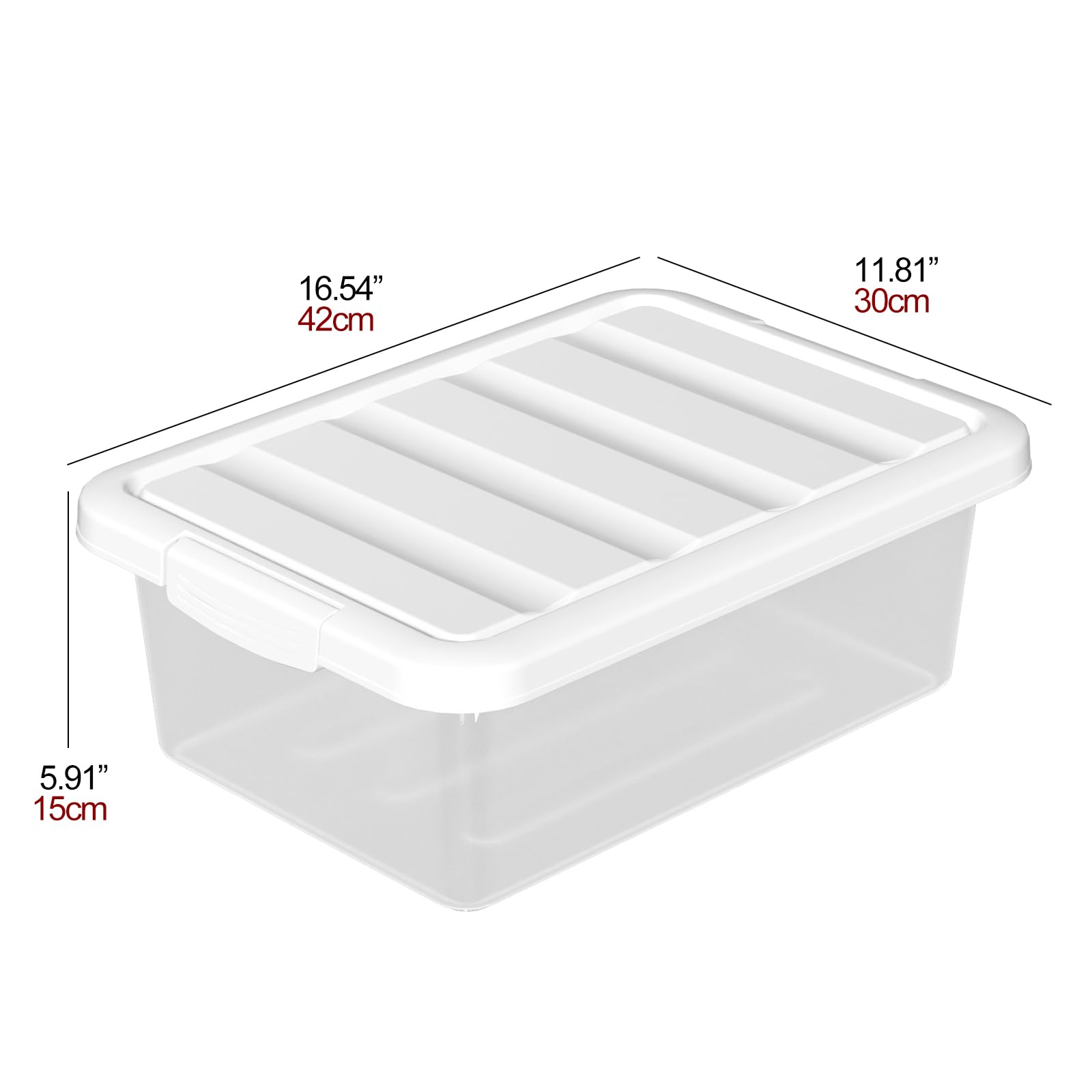 15 L Groß Aufbewahrungsbox Kisten Plastik mit Deckel, Kunststoff, Weiß, 2 Stück