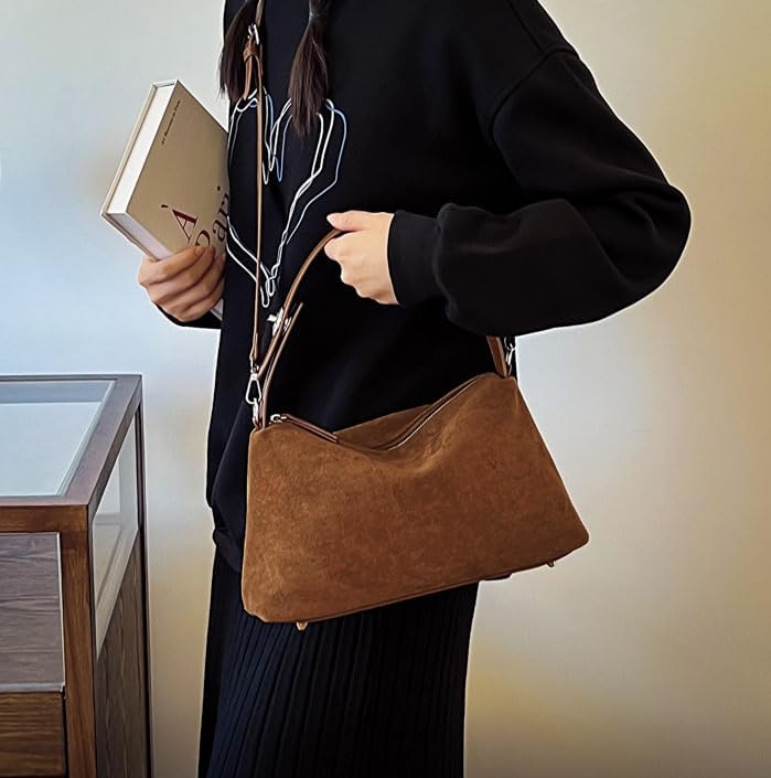 Women Suede Tote Bag Vintage Velvet Crossbody Bag 2025 Shoulder Bag Fall Winter Handbag Pillow Purse - Image 3