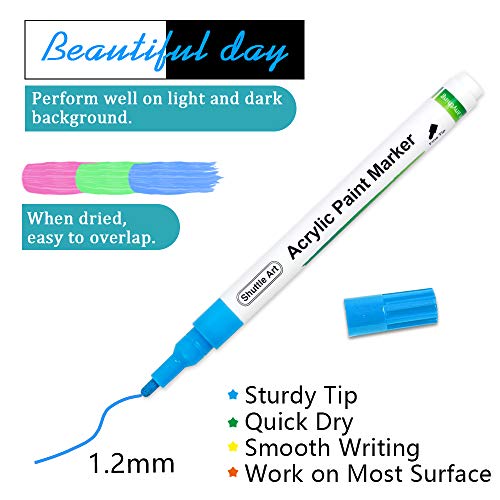 Paint Pens, Shuttle Art 40 Colors Acrylic Paint Markers, Low-Odor Water-Based Quick Dry Paint Markers For Rock, Wood, Metal, Plastic, Glass, Canvas, Ceramic #TOP2