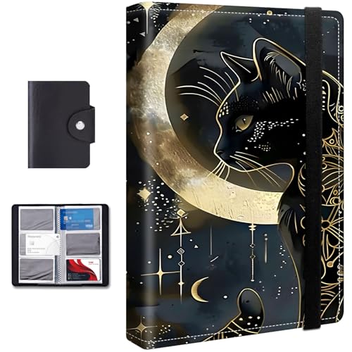 FXIANGWL Business Card Holder Book with Elastic Band, Holds 240 Cards, Large Capacity PU Leather Card Organizer with Black Card Bag, Heavy Duty Business Card Binder for Office, Mushroom Forest