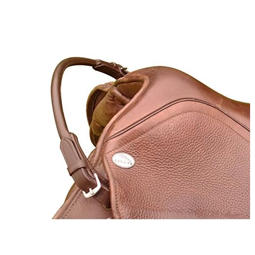 Leather Grab Strap for English Saddle - Safety Handle for Horse Riding Balance (Brown)
