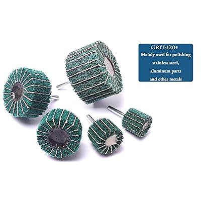 ATOPLEE 5pcs Mounted Interleaf Flap Wheels,120# Mounted Flap Wheels for Remove Rust and Weldding Burr Sanding Finishing 25mm,30mm,40mm,50mm,60mm