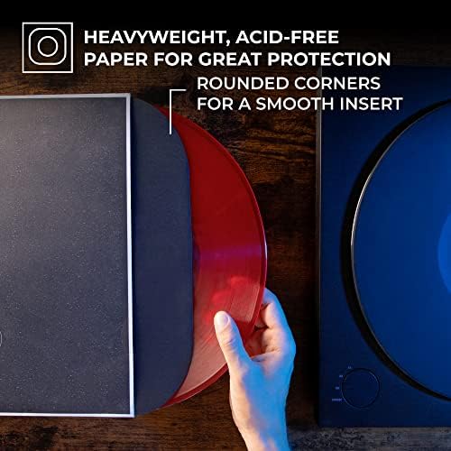 BIG FUDGE Vinyl Record Album Inner Sleeves - 12 inch x 50 pcs - Special Heavyweight & Acid-Free Black Edition - Slim Anti Static Records Sleeve for LP & Singles