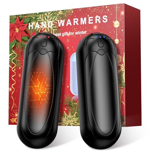 Chauffe Mains Rechargeables 2 en 1, 7000mAh Chauffe Mains Électriques avec 3 Niveaux de Chaleur, Magnétique Chaufferette Cadeau d’Hiver pour Femmes et Hommes, Noël, Activités en Plein Air (Noir)