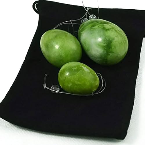 3PC Jade Stone Yoni Egg Set Natural Rose Quartz Vaginal Massage Eggs Ball Repair Vaginal Tightening Kegel Muscle Exercise Care (Type 2)