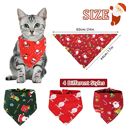 Haustier Bandanas,4 Stück Haustier Dreieck Lätzchen,Einstellbar Halstuch Hunde Seihnachten Haustier Bandana,für Weihnachten Haustier Halstuch Dekoratio