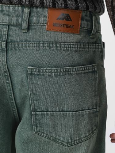 Image of Neostreak Men's Loose Baggy Fit Heavy Washed Jeans Non-Stretchable