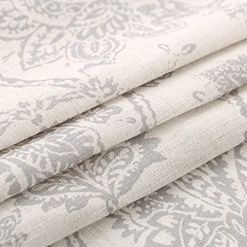 Jinchan Linen Valance Curtain Kitchen Farmhouse Window Valance For Living Room Scroll Paisley Valance For Bedroom Bathroom Decor Floral Printed Tie Up Valance 18 Inch 1 Panel Rod Pocket Grey On Beige #TOP3