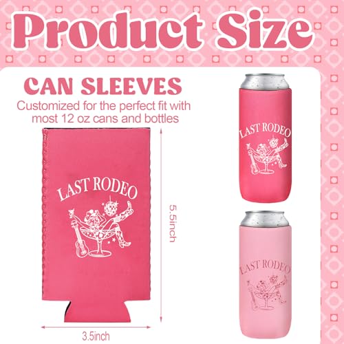 Image of SiliFine 12 Pcs Bachelorette Party Can Sleeves Bulk Coquette Bachelorette Party Decoration Cowgirl Can Sleeves for Bridal Shower Gifts(3.5 x 5.5 Inches,Last Rodeo)