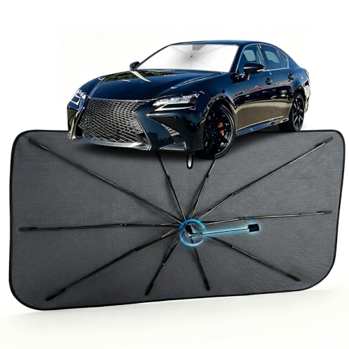 Image of Car Windshield Sun Shade for Lexus GS 2013-2020 - Reflective Coated Fabric Sunshade Umbrella for Front Window, UV Protection Heat Shield Sun Blocker Heat Reflector, 1:1 Exact Fit Keep Car Cool