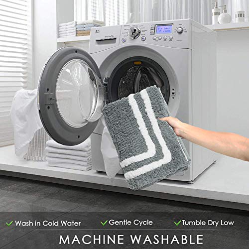 Uphome Bathroom Runner Rug Gray Non-Slip Long Bath Mat Soft And Water Absorbent Bath Rug Machine Washable Fluffy Microfiber Floor Mats For Bathroom Tub Sink Shower,18X47 Inch #TOP6