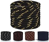 FORMATA runde Schnürsenkel Laces [3 Paar für Arbeitsschuhe Wanderschuhe und Trekkingschuhe - sehr reißfest - ø ca. 4,5 mm, Polyester schwarz gelb rot 90 cm