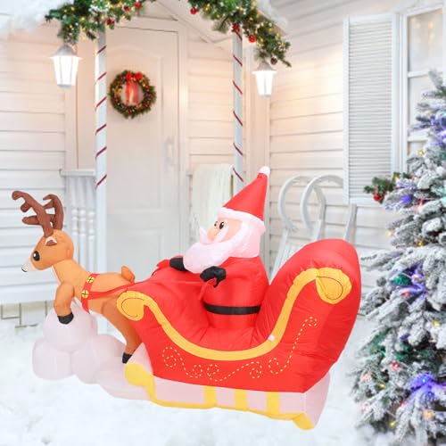Père Noël gonflable avec traîneau étanche facile à installer - 4