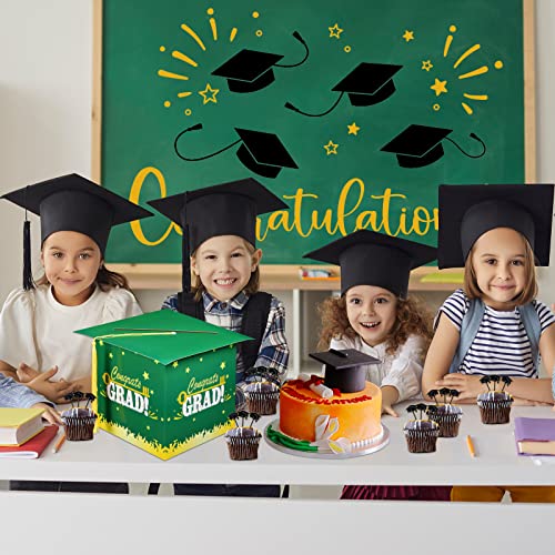 Image of Outus 2026 Grad Card Box with Tassel Congrats Graduation Cap Card Holder for Graduation Gift Box Party Supplies(Green,Stylish)