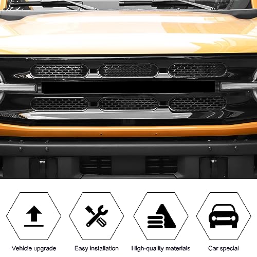 Image of Carbon Fiber Front Grille Mesh Inserts Trim Cover Grill Frame Decoration Exterior Accessories for Ford Bronco 2 Door 4 Door 2021 2022 2023