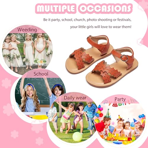 Image of Flaryzone Girls Sandals Open Toe Summer Flats Dress Sandals Shoes Toddler /Little Kid