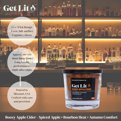 Image of Get Lit | Boozy Apple Cider | 16 oz Double-Wick Scented Candle | Hand-Poured in Missouri, USA | Warm Bourbon & Cinnamon Fall Fragrance