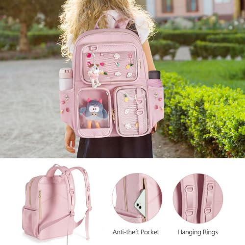 Image of Ita Bag Pin Display Backpack with Insert, Aesthetic Laptop Backpack | Ita Backpack with 3 Clear-Window Pockets, Laptop Sleeve, Kawaii Backpack for Cosplay & Concert(Pins NOT Included)