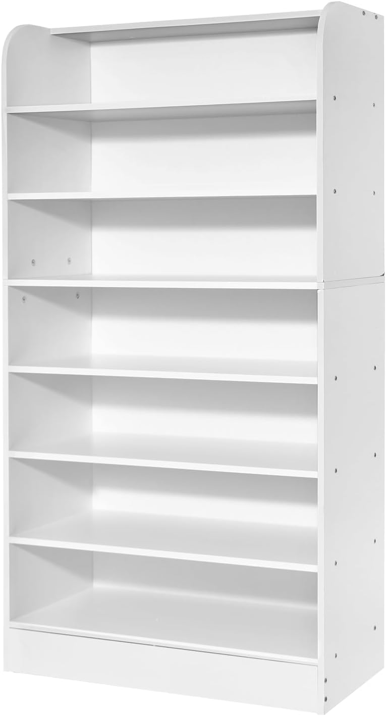 7 Tier Shoe Rack, Free Standing for Closet, Storage Cabinet Tall Shelf, Large Organizer for Entryway Balcony Living Room (White)