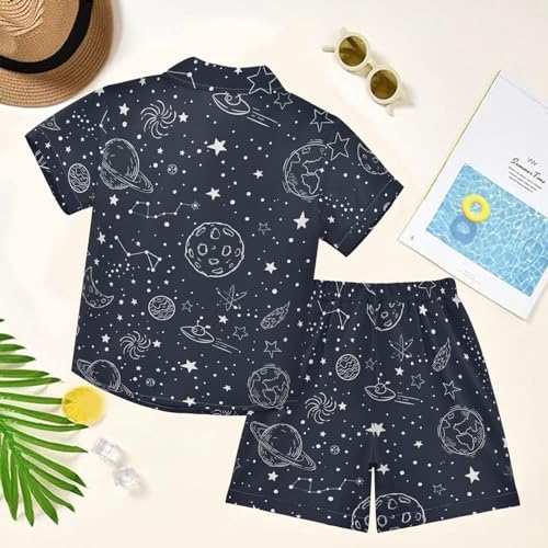 Image of visesunny Boys Hawaiian Shirt and Short Set Summer Outfit Kids 2 Piece Clothes Set 3-10Y