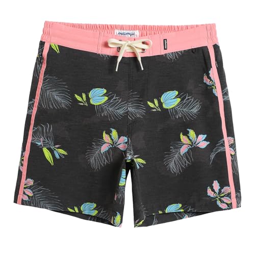 maamgic Men's Swim Trunks Board Shorts Vintage Beach Shorts 4 Way Stretch Quick Dry with Zipper Pockets Butterfly-Dark Grey Small