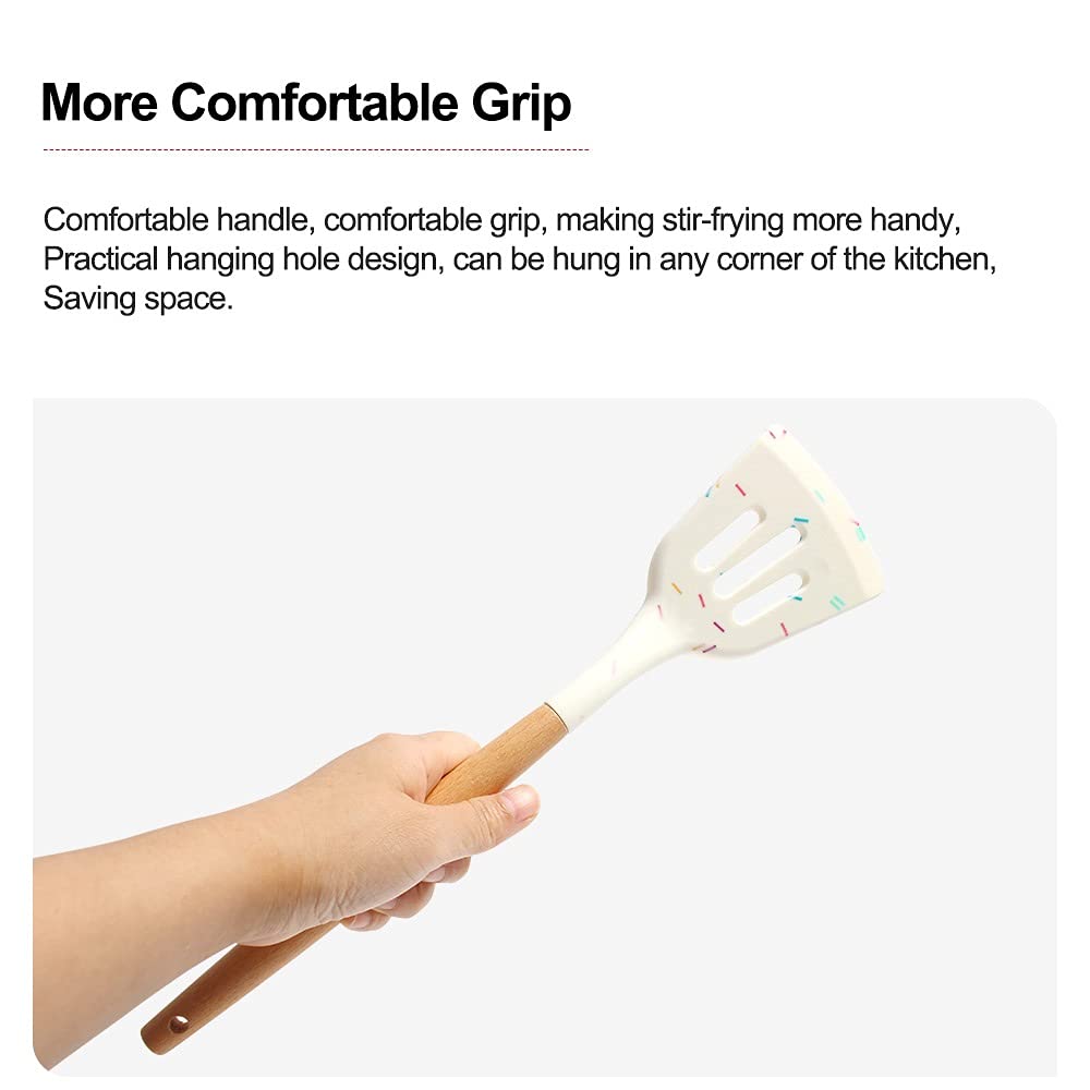 Set di spatole da cucina in silicone da 12 pezzi Set di utensili da cucina con manico in legno Kit di strumenti da forno antiaderenti per la casa Set di spatole da cucina per la salute (Set : 11pcs-