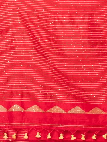 Image of Handloom Muslin Tissue Jamdani Cotton Silk Saree with Sequins Blouse