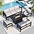 Solaste Aluminum Patio Furniture Set with Fire Pit Table, 5 Piece Metal Outdoor Furniture with Water-Resistant Cushions, Modern Patio Conversation Set for Balcony, Front Porch, and Backyard, Black