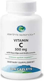 Immune Support Supplements, with Vitamin C & Rose HIPS, Support Antioxidant Health, Gluten Free, No Artificial Color, or Flavor, for Men & Women (500mg Vitamin C, 100 Tablets)