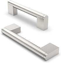 FURNIWARE 5 Piece Furniture Handle, 96 mm Hole Distance, Stainless Steel Cabinet Handles, Kitchen Cabinet Handles, Brushed Nickel