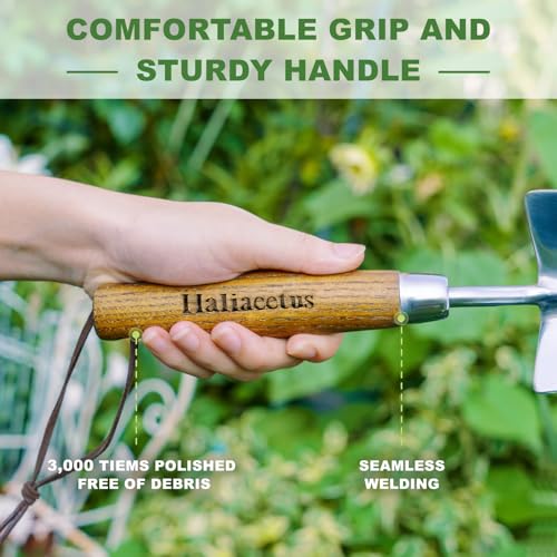 Haliaeetus Garden Trowel, Bend-Proof Stainless Steel Hand Trowel, Trowel Garden Tool with Comfortable Grip Wood Handle, Large Shovel Head Gardening Trowel for Potting up Plants and Digging in Plants - Thumbnail 4