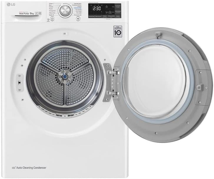 LG RC90V9AV2W Asciugatrice Smart a Carica Frontale 9 Kg, Libera Installazione, Classe A+++ -10%, Intelligenza Artificiale, Oblò in Vetro Temperato, 60 x 69 x 85 cm - Bianco [Classe di efficienza energetica A+++]